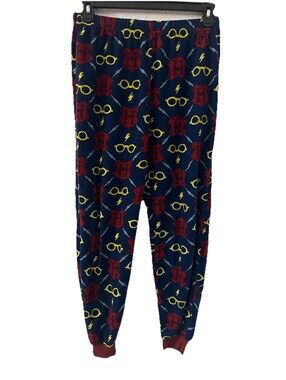 Harry Potter Blue Fleece Pajama Bottom Pants Size M elastic Waist Men’s